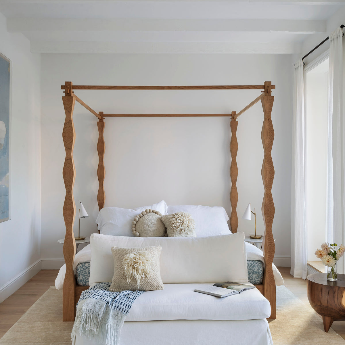 Modern Totem bed with a Walnut Finish 