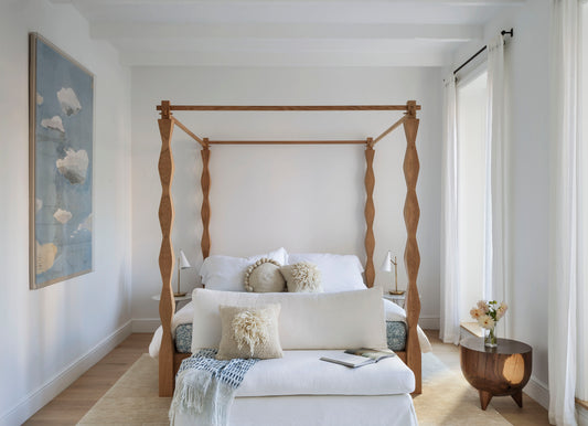 Modern Totem bed with a Walnut Finish 