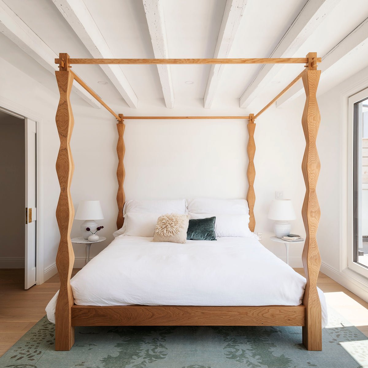 Modern Totem Bed WIth a White Oak finish