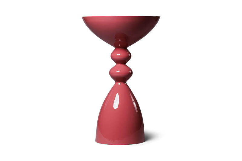 Modern Raspberry High Gloss Lacquer Finish Snap Side Table
