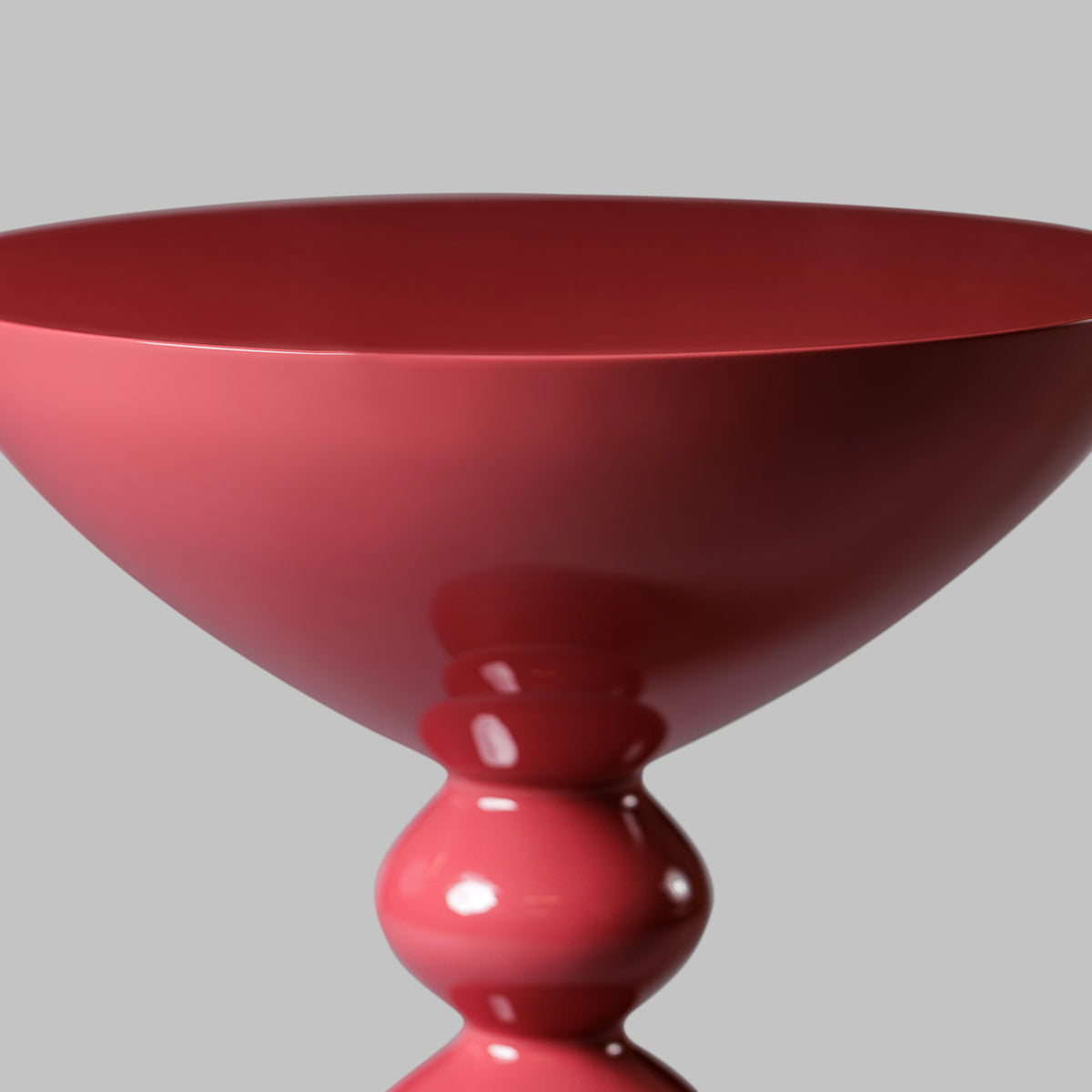 Close up of Modern Raspberry High Gloss Lacquer Finish Snap Side Table