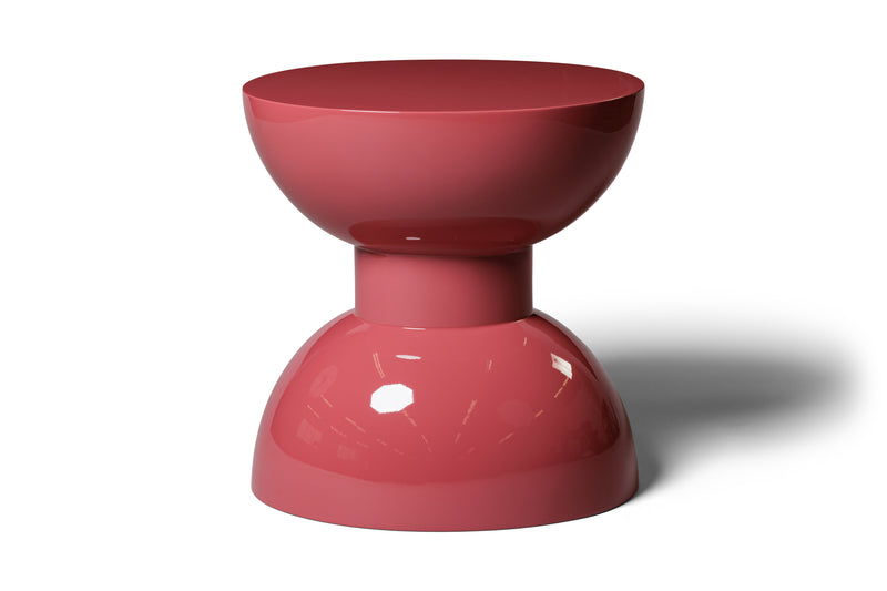 Modern Raspberry High Gloss Lacquer Finish Morocco Side Table