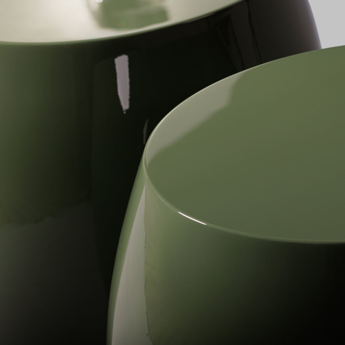 Detail shot of Modern Olive Green High Gloss Lacquer Finish Fiesta Side Table
