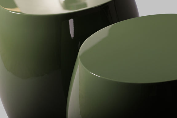 Detail shot of Modern Olive Green High Gloss Lacquer Finish Fiesta Side Table