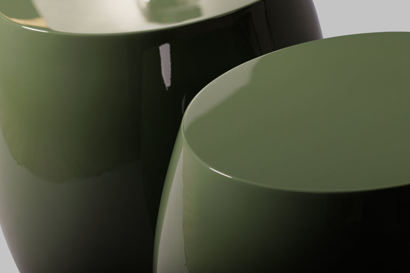 Detail shot of Modern Olive Green High Gloss Lacquer Finish Fiesta Side Table