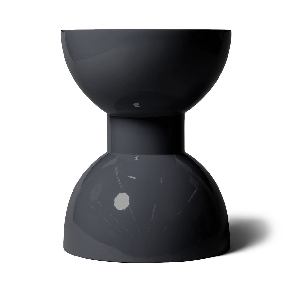 Modern Charcoal High Gloss Lacquer Finish Morocco Side Table