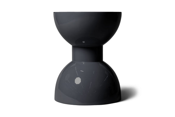 Modern Charcoal High Gloss Lacquer Finish Morocco Side Table