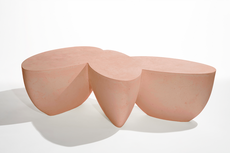 Wooden coffee table with a modern design on a white background
