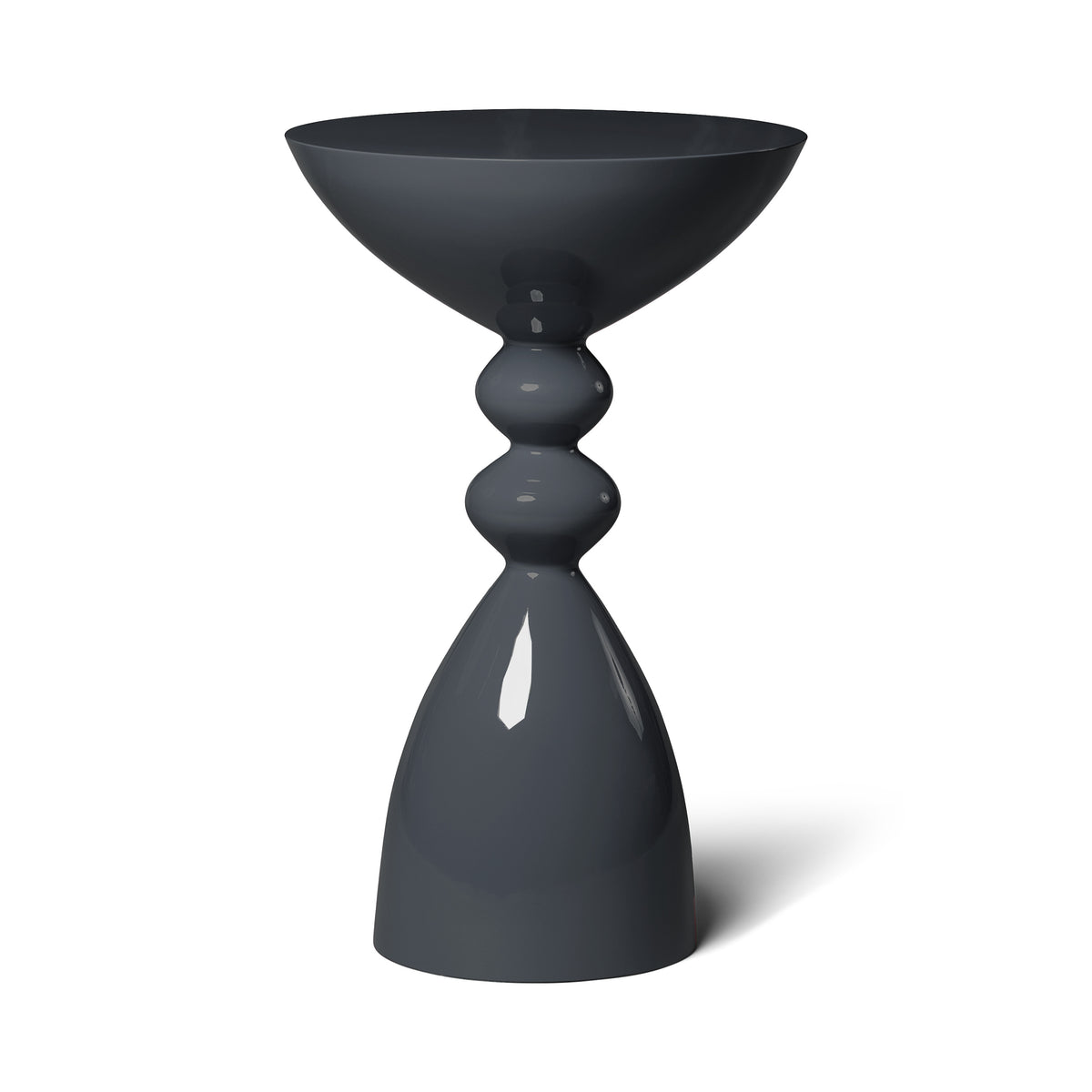 Modern Charcoal High Gloss Lacquer Finish Snap Side Table