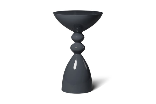 Modern Charcoal High Gloss Lacquer Finish Snap Side Table