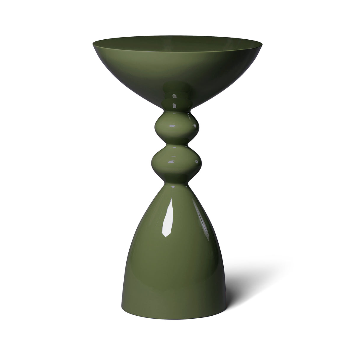 Modern Olive Green High Gloss Lacquer Finish Snap Side Table