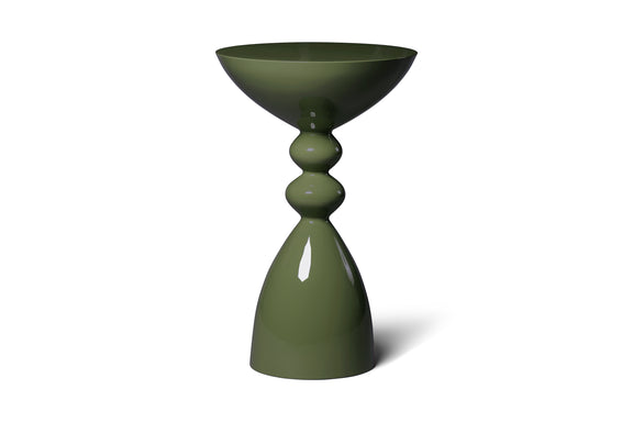 Modern Olive Green High Gloss Lacquer Finish Snap Side Table