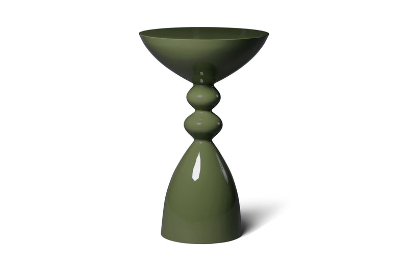 Modern Olive Green High Gloss Lacquer Finish Snap Side Table